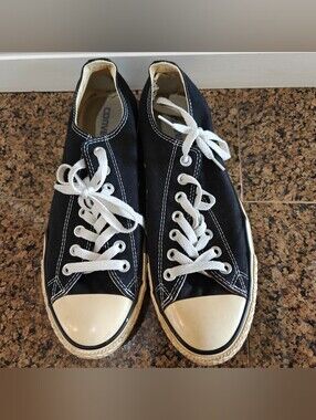 Converse All Star Chuck Taylor Low Top Black Canvas Sneakers Mens 8.5 Womens 10.